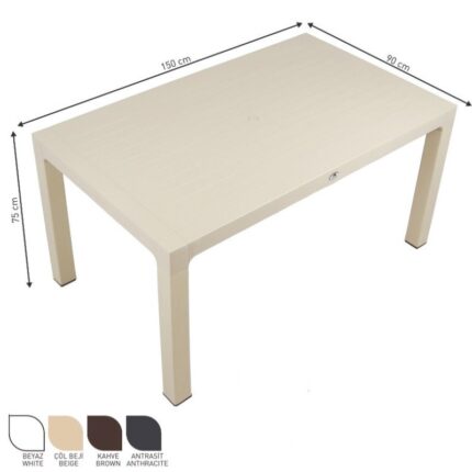 Terra Τραπέζι Κήπου Rattan 90x150cm Μπεζ - Season Home